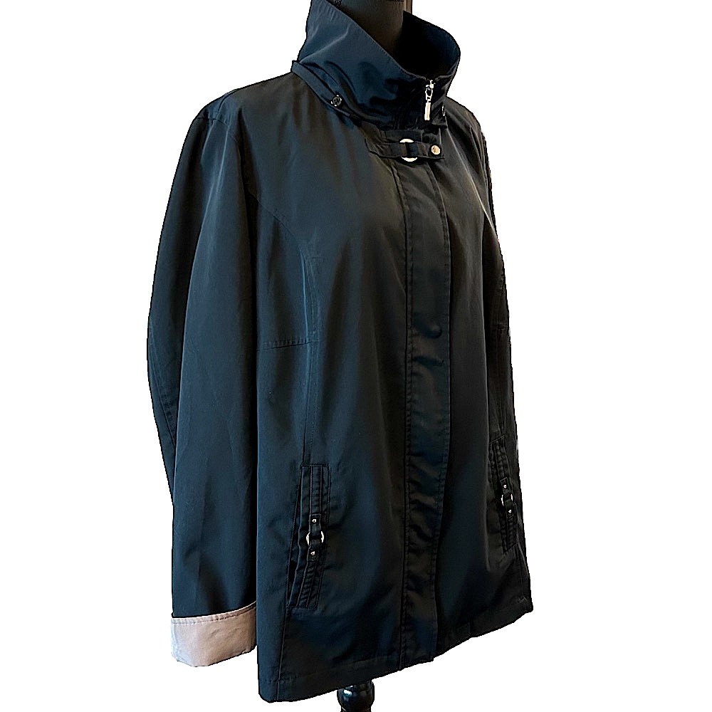 Plus Size 2X (18-20) Casual Winter Coat, Warm  Zip Up Jacket, Black Windbreaker
